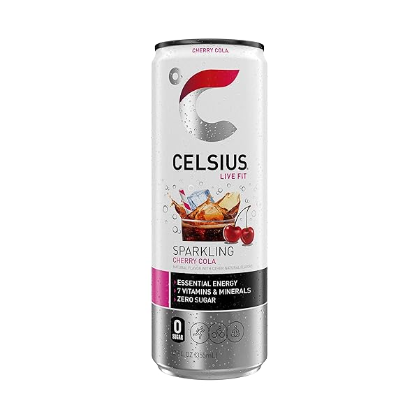 CELSIUS SPARKLING CHERRY COLA, SUGAR FREE ENERGY DRINK, 12 FL OZ (PACK OF 12)