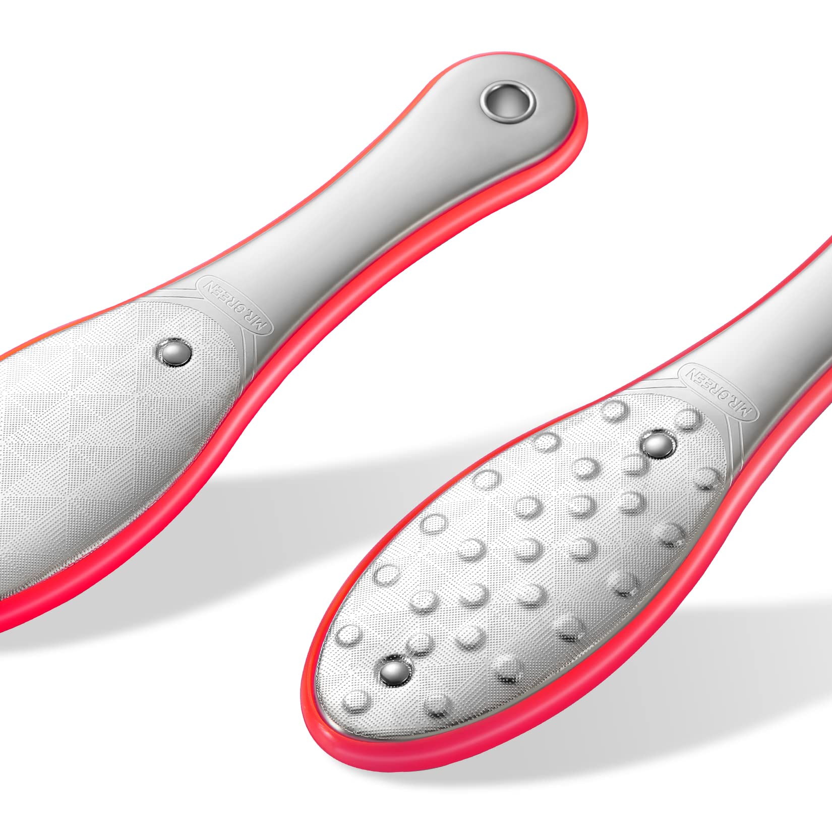MR.GREEN Foot File for Hard Skin and Calluses Foot File, Double Sided Professional Stainless Steel Pedicure Foot Care Tool Foot Scraper (Red)