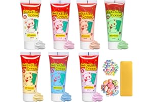 7 Colors Decoden Cream Kit, Simulation Fake Whipped Cream Glue, with Nozzle 3 Pack Decoration, Very Suitable for Making DIY H