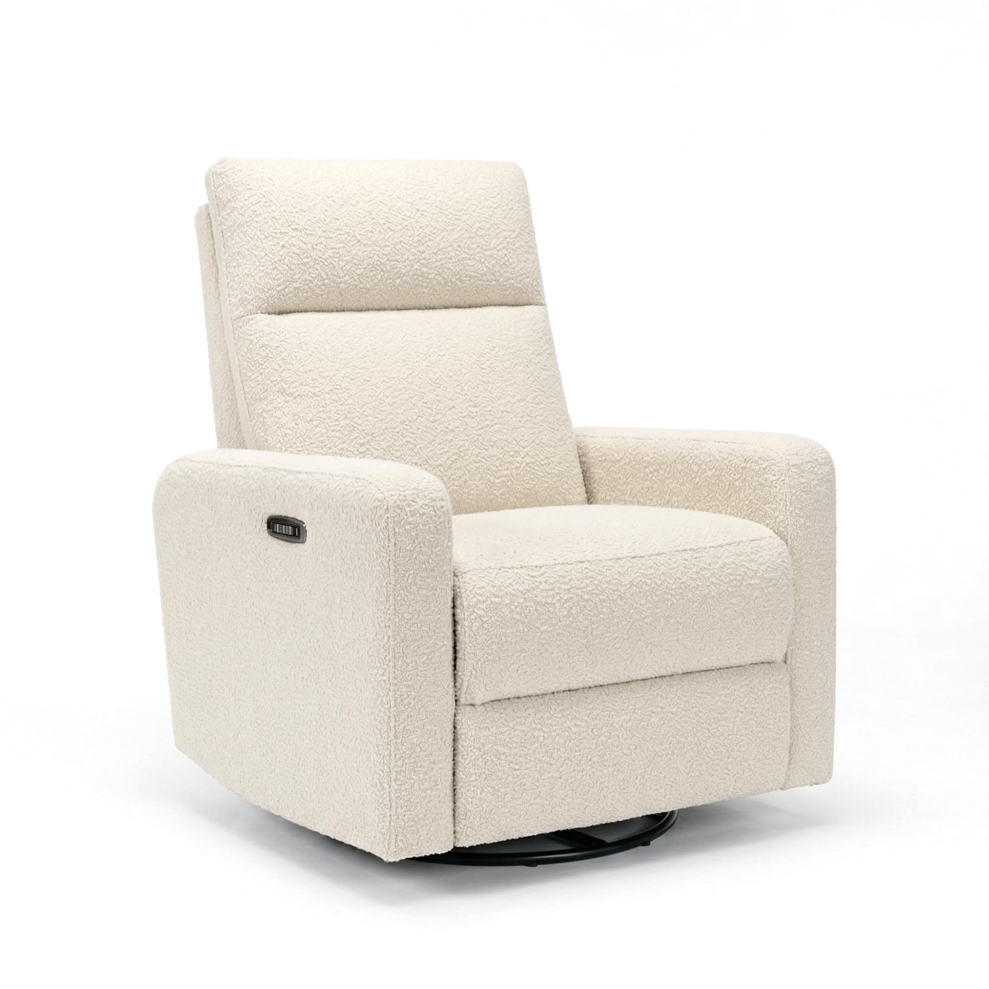 Nurture& The Glider Plus - Premium Nursery Power Recliner | Swivel Chair with Adjustable Head Support | Adjustable Lumbar Support Built in USB The Ultimate Comfort for Nursing, Relaxing (Boucle Creme)