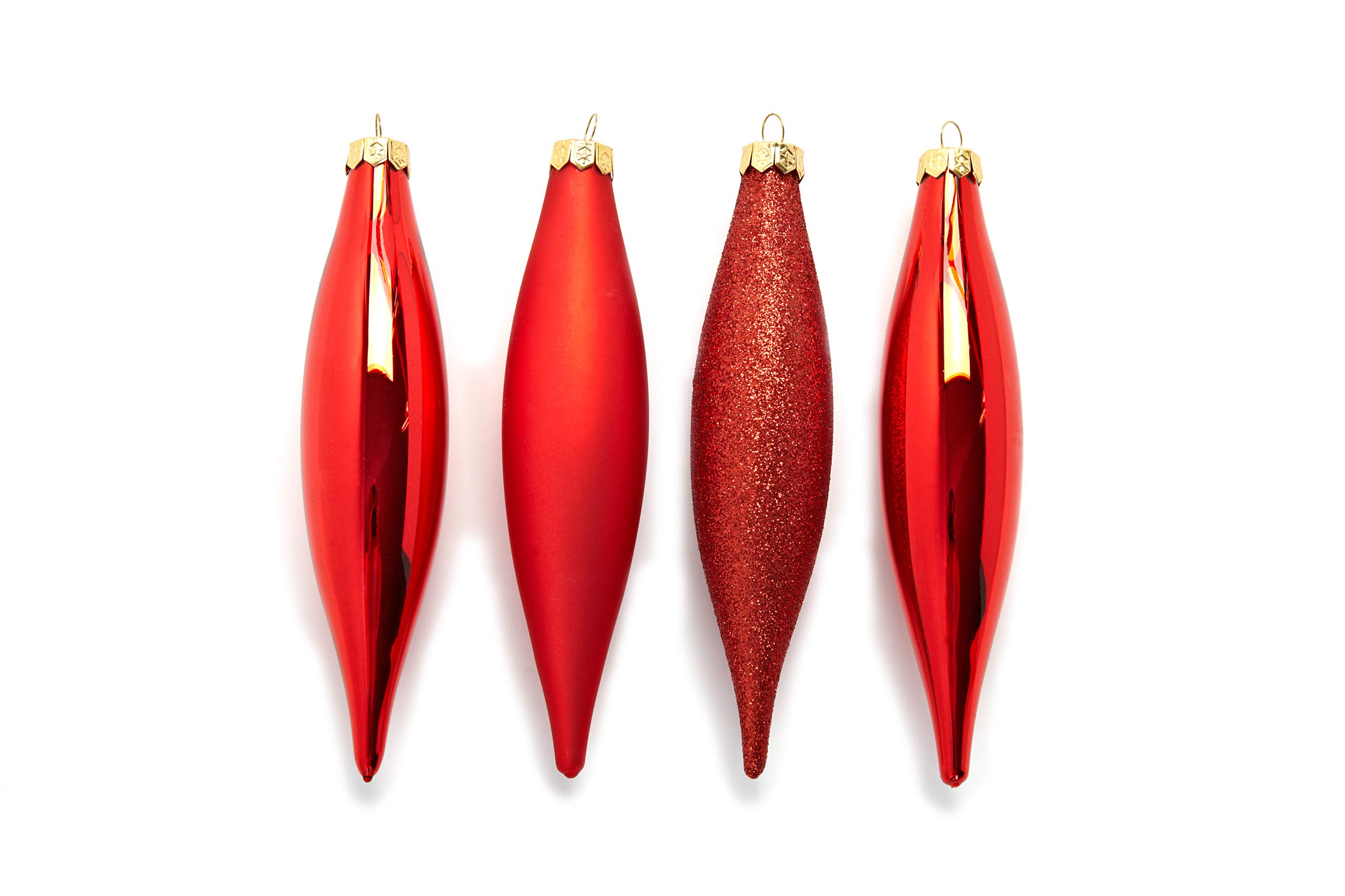 Ornamental Glass Olives, 4 Assorted, Red