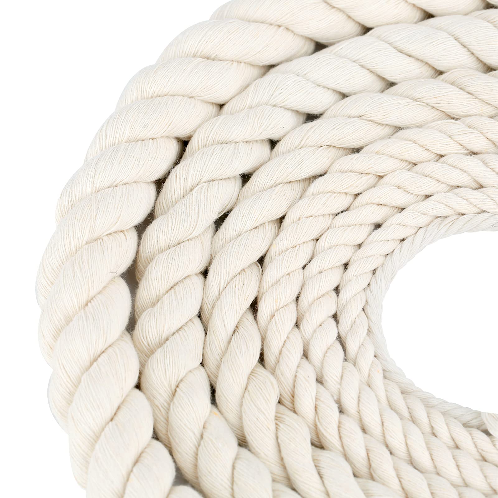 Cotton Rope White Rope Thick Rope 8mm 20M Macrame Rope Noose Soft Rope Laces Drawstring Cord Decking Rope For Garden Macrame Plant Hanger Kit Beige