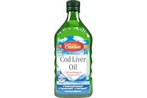 Carlson - Cod Liver Oil, 1100 mg Omega-3s, Wild-Caught Norwegian Arctic Cod-Liver Oil, Sustainably Sourced Nordic Fish Oil Liquid, Unflavored, 500 ml (16.9 Fl Oz)