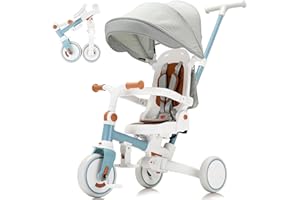 AOPEC Tricycle Stroller for Toddler,Foldable Baby Tricycle,Kids Balance Bike with Push Handle,Toddlers Stroller Bike with 1 t