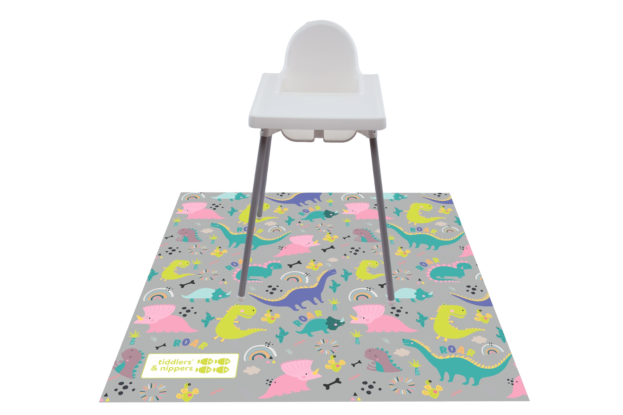 Tiddlers & Nippers Large 130cm x 130cm Reusable Splash Splat Mat | Waterproof, Machine Washable, Anti-Slip | for Meal Times Under High Chair, Picnics, Crafts, Play Mat, Table Cloth (Dinky Dinos) — image 1