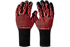 TANMAR BBQ Grill Gloves, 1472°F Extreme Heat Resistant Grilling Gloves Non-Slip Oven Mitts Potholder, Perfect for Barbecue, C
