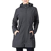 Outdoor Ventures Women's Softshell Jacket with Removable Hood Fleece Lined Windbreaker Insulated Long Warm Rain Jacket