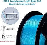 ZIRO Translucent Light Blue PLA Filament 1.75mm 1kg for FDM Printers view 4
