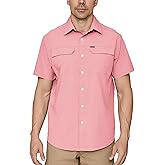 PIQIDIG Men's UPF 50+ Sun Protection Shirt Short Sleeve Hiking Fishing Shirt Quick Dry for Safari Travel Button Down Shirts
