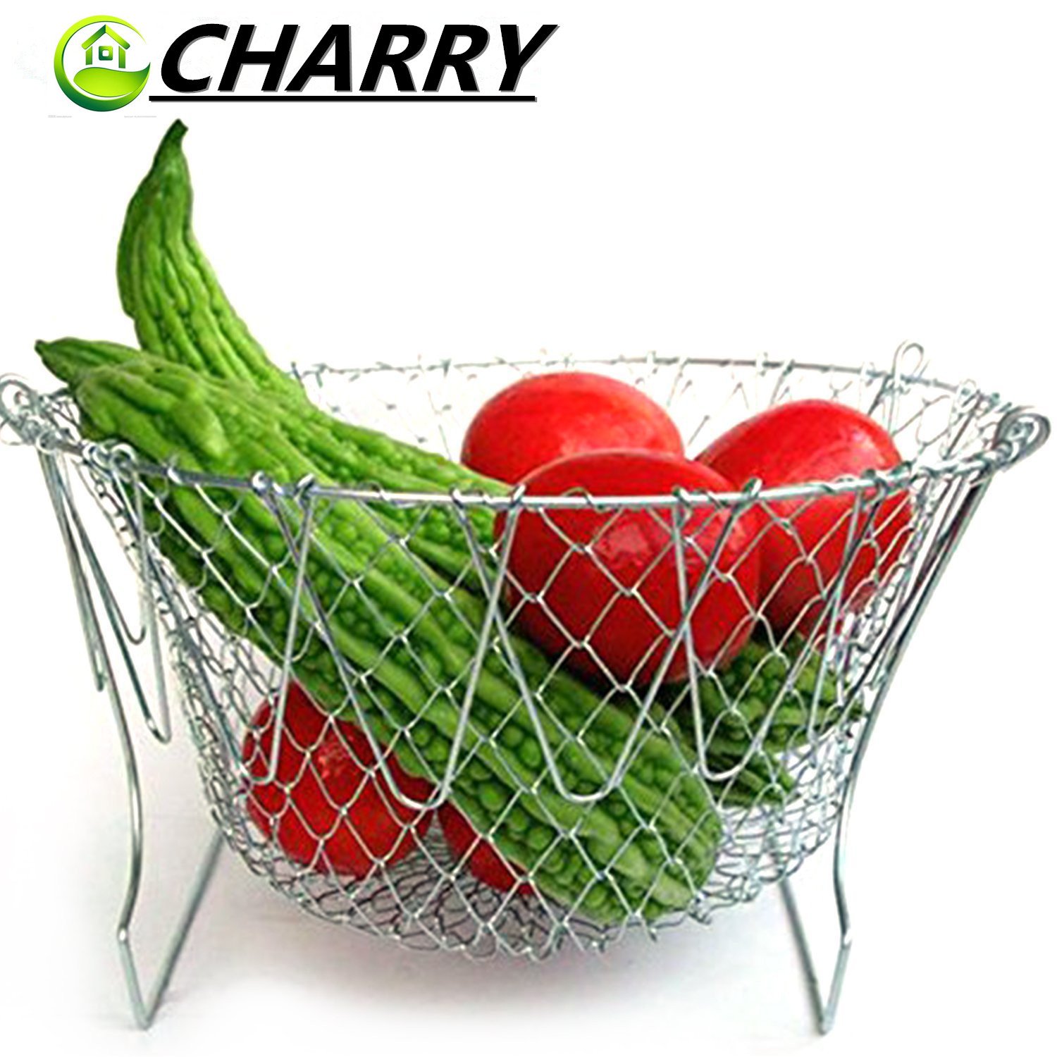 New Faltbar Edelstahl Frittierkorb Chef Basket Mesh Net Sieb Sieb Küche Werkzeug 24*14cm Professionell Sicherheit ist Nicht Heiß, Non Stick Pan (Silber)