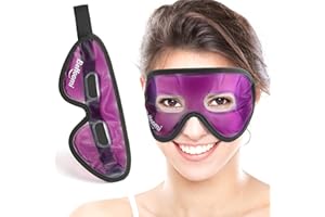 BeHoomi Cooling Eye Mask, Gel Eye Mask with Holes, Reusable Ice Mask, Cool Eye Ice Pack, Comfort Snug Fit, No Freeze, Cold Eye Compress for Home, Office, Relaxation, Morning Refreshment, Purple