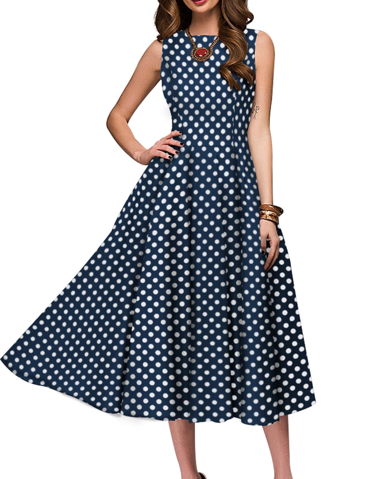 Photo 1 of Simple Flavor Women's Vintage Dress Sleeveless O-Neck Party Cocktail Dress(3311NA,Small