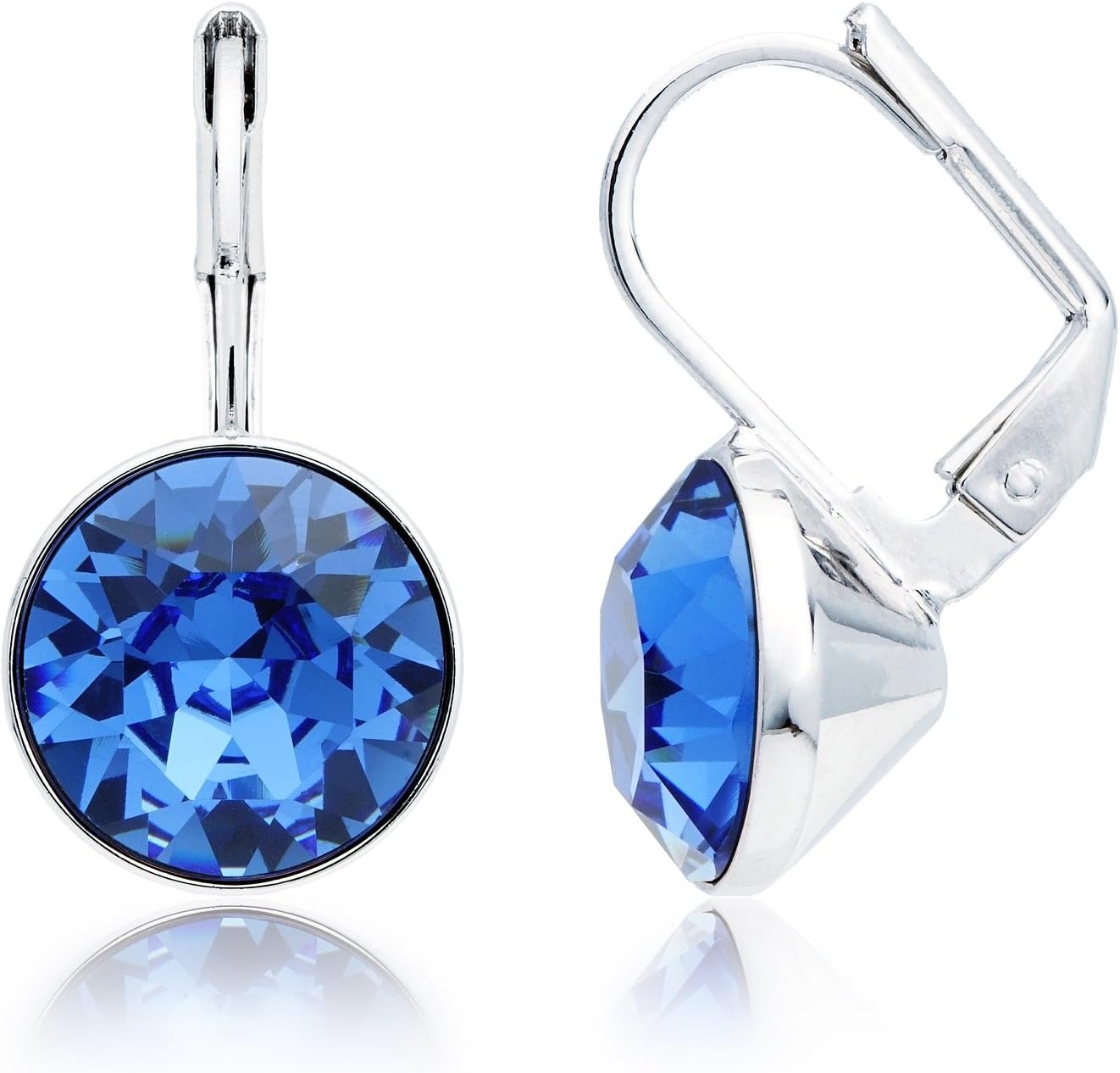 MYJS Bella Earrings with 4 Crt Sapphire Crystals Rhodium Plated