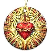 Nativity Ornaments Sacred Heart of Jesus Ornament | Religious Ornaments Gifts for Christmas | Catholic Spiritual Gifts for Christian Women - Religious Catholic Xmas Tree Decorations