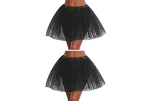 G&J ONLINE Tutu Skirt for Women Adult Classic Elastic 3 4 5 Layered Tulle Party Marathon Dance Costume Skirts
