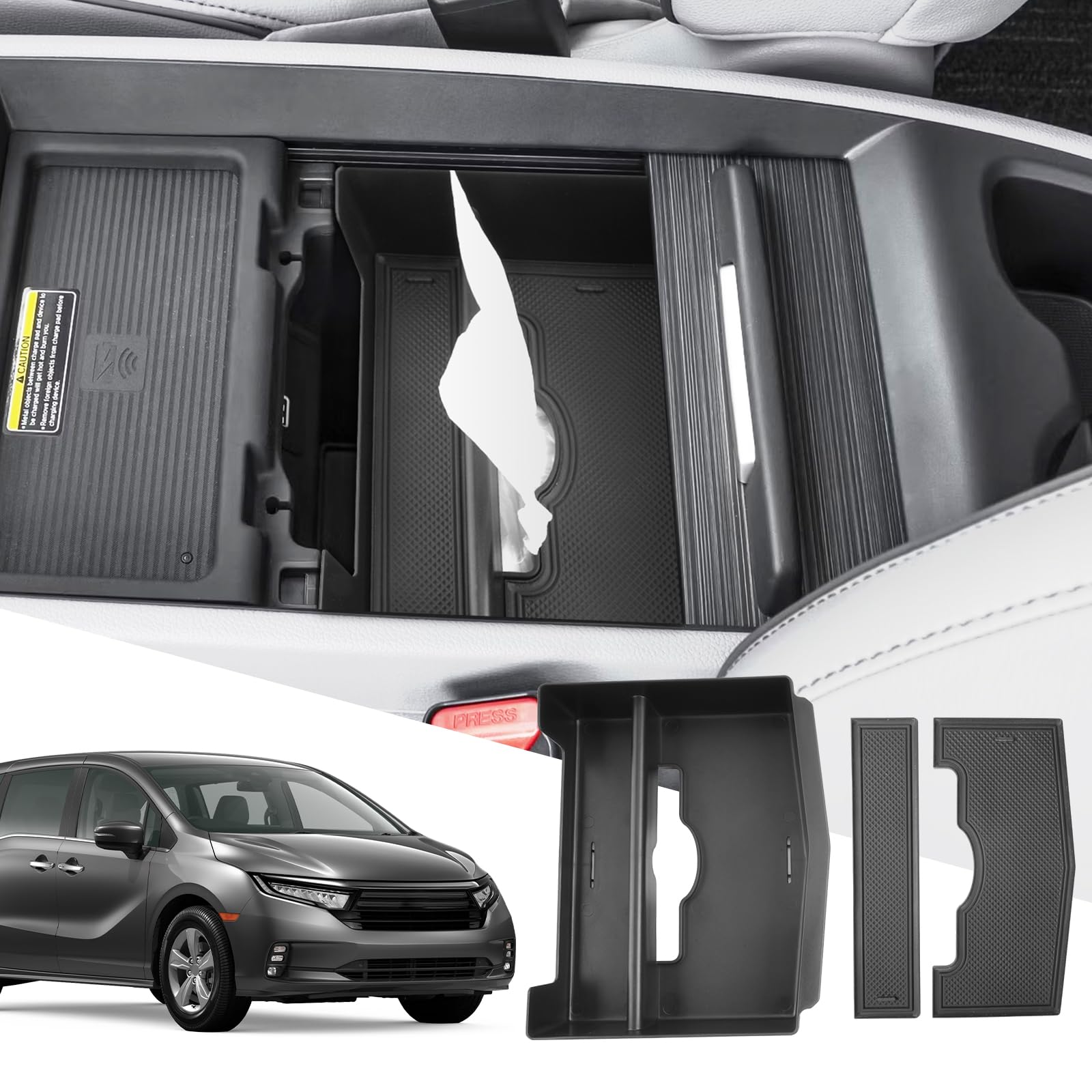 Photo 1 of SXCY for 2018-2024 Honda Odyssey Center Console Organizer - Enhanced Tissue Storage with Armrest Paper Towel Holder