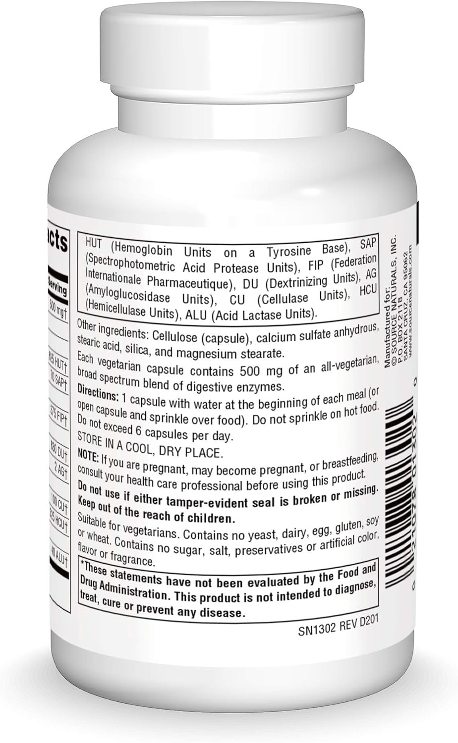 Source Naturals Essential Enzymes 500mg Bio-Aligned Multiple Enzyme Supplement Herbal Defense for Digestion, Gas, Constipation & Bloating Relief - Supports Immune System - 240 Vegetarian Capsules: Health & Personal Care
