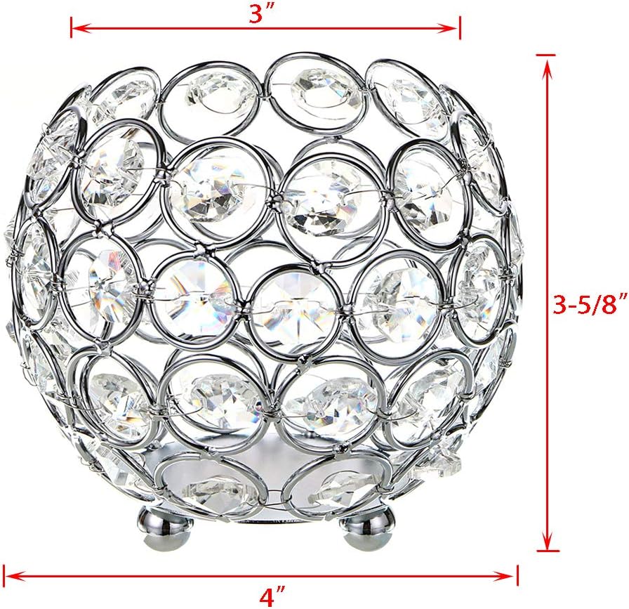 OwnMy Crystal Bowl Votive Candleholder Sparkly Tea Light Candle Holders Candle Lanterns Decorative Candelabra Vase for Christmas New Year Wedding Table Centerpieces (10CM Silver Tone): Home & Kitchen