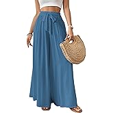 Bsubseach Wide Leg Pants Woman Flowy Floral Palazzo Pants for Women High Waisted Summer Casual Trousers Cruise Outfits