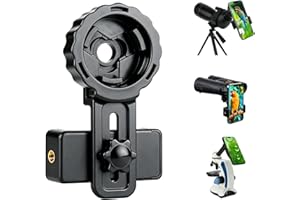 Jreiiolk Universal Binocular Phone Adapter - 360° Rotation with Clip Lock System for Telescope, Spotting Scope & Bird Watchin