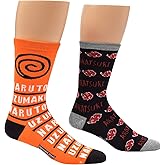 Everything Legwear Naruto Shippuden Crew Socks (2 Pair) - Hidden Leaf Village, Akatsuki - One Size Fits Most