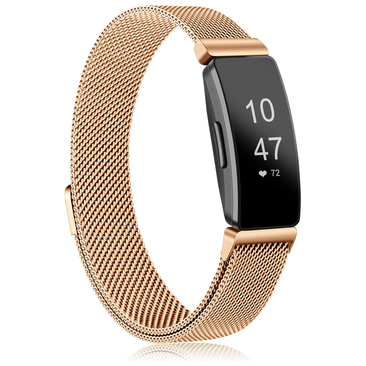 Demark Compatible for Fitbit Inspire Hr Strap/Fitbit Inspire Strap, Stainless Steel Metal Mesh Bands Compatible with Inspire/Inspire HR/Ace 2/Inspire 2 (Rose Gold, S)