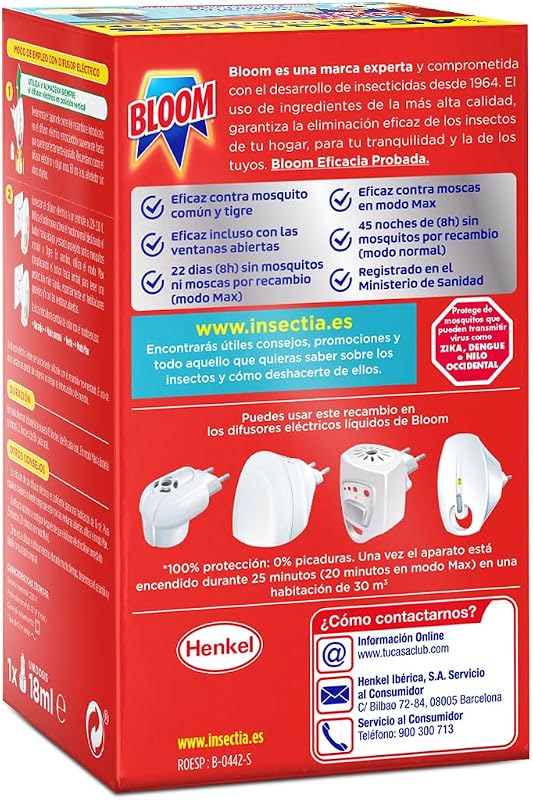 Max pack de 4 recambios Líquido, insecticida eléctrico antimosquitos contra moscas y mosquitos común y tigre