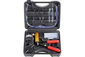 YSTOOL Brake and Clutch Fluid Hand Pump Vacuum Bleeder Tool Kit Brake Oil Change Power Steering Fluid Bleeding Set with Hand Pump Jar Adapters for Auto Car Truck Motorcycle Use