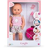 Corolle Drink and Wet Bath Baby Emma - 14” Girl Baby Doll with 3 Accessories - Bottle, Potty, and Pacifier - Really Drinks and Goes Potty, for Kids Ages 2 Years and up