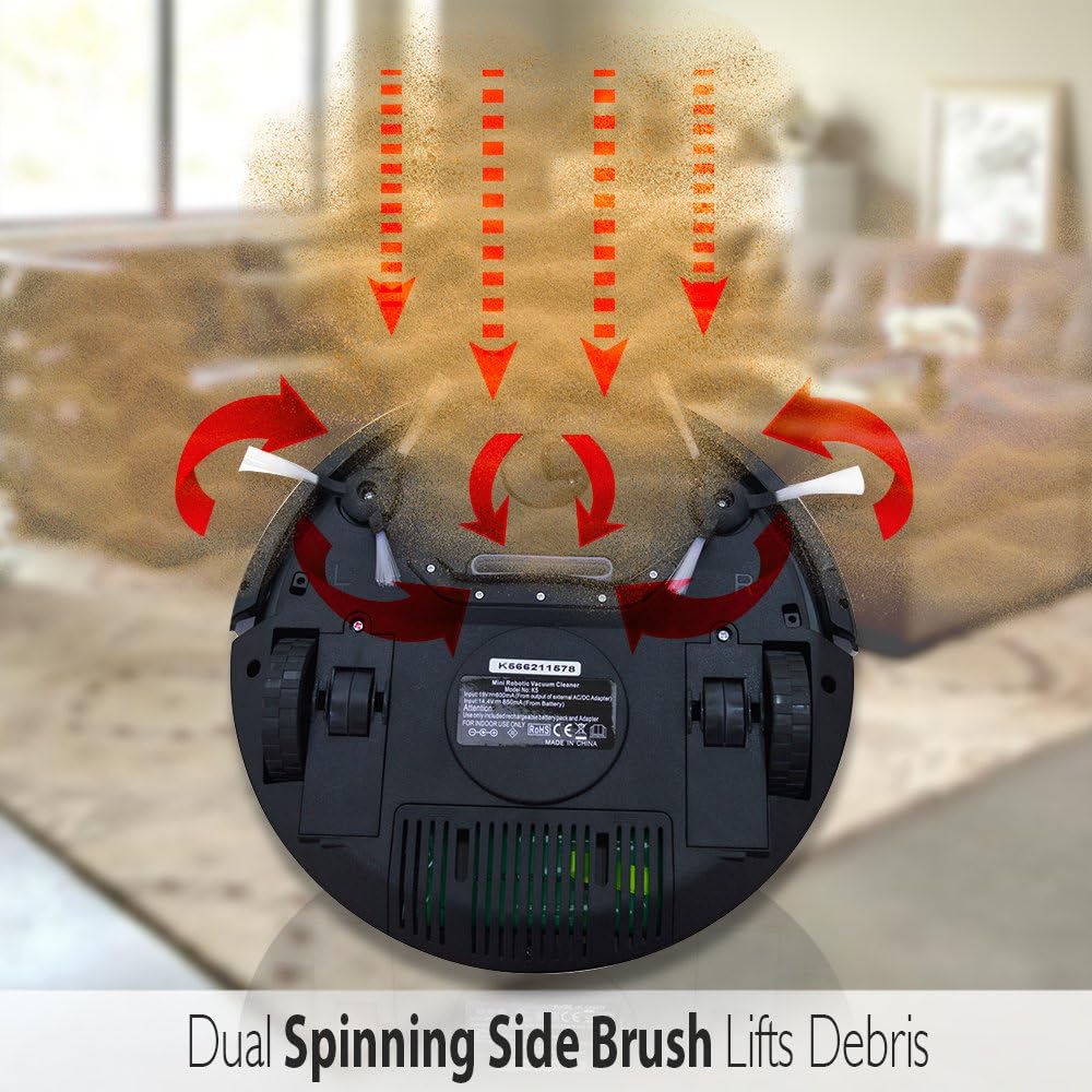 Pure Clean Azpucrc25 Robot Vacuum Cleaner Automatic Air Filter Pet Hair Allergies Friendly Robotic Auto Home Cleaning For Clean Carpet Hardwood