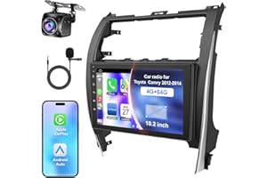 B4U 4G+64G Car Radio Stereo for Toyota Camry 2012 2013 2014, Wireless Carplay&Android Auto with Android 12 Support Bluetooth/GPS/WiFi/Back-up Camera/SWC/FM, 10.2 Inch IPS Touch Screen for Camry