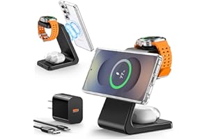 MEIFIGNO Magnetic Wireless Charger for Samsung, 3 in 1 Mag-Safe Samsung Charging Station for Galaxy S25 Ultra Plus S24 S23 S22/Z Fold Flip 6/5/4/3, Samsung Watch Charger for Galaxy Ultra/7/6/5, Galaxy Buds Pro