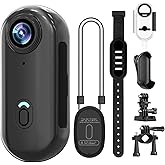 Vauvinmaic 4K WIFI POV Camera 64GB, Thumb Size Mini Bodycam, Waterproof Magenetic Wearable Hand-free Portable Sports Action Cameras, Snapcam Mount Anywhere for Cycling, Skiing, Swimming, Walking,Black