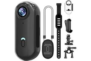 Vauvinmaic 4K Mini Body Camera 64GB, Thumb Size WiFi POV Cam, Waterproof Wearable Hand Free Portable Action Cam, Ultra Wide Angle View, Mount Anywhere for Pets, Cycling, Swimming, Vlogging, Black