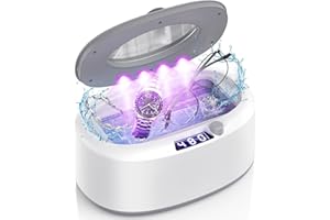SUTOTAC Ultrasonic Jewelry Ring Cleaner, 1000ml(34oz), 60Khz, 60W,5 Time Settings with 4 LED Lights, Convenient Jewelry Cleaner for Jewelry, Eyeglasses, Keys, Combs, Coins, Razor Heads