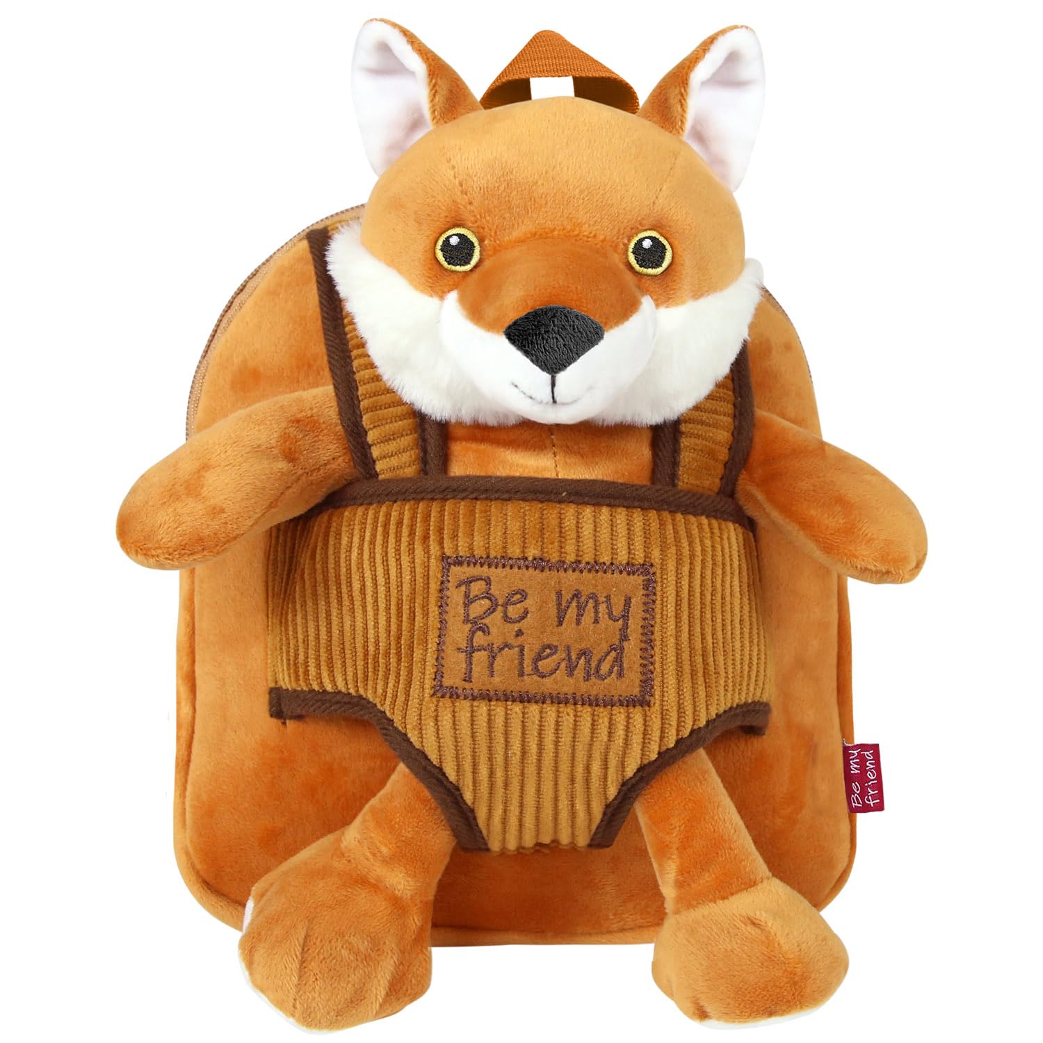 PERLETTI Plush Fox Backpack for Toddler 3 4 5 Years - Children Small Daypack with Removable Soft Stuffed Animal - Fluffy Puppet and Kid Handbag Preschool Primary School - 22x25x3 cm (Fox)