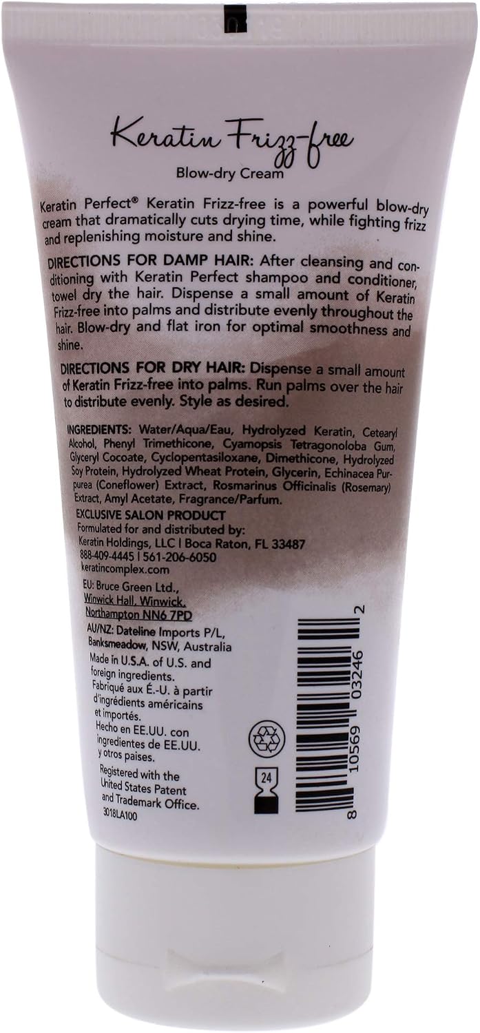 Keratin Perfect Frizz Free Blow Dry Cream, Tames Unruly Strands, Restores Shine and Smoothness, Travel Friendly Size - Image 3