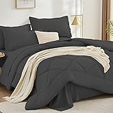 FUANNA 7 Pieces Queen Comforter Set, All Season Bed in a Bag Queen Size, Luxury Soft Bedding Sets with Comforter, Flat Sheet, Fitted Sheet, Pillowcases & Pillow Shams, Dark Grey