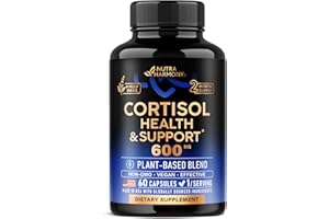 NUTRAHARMONY Cortisol Supplement for Women - Holy Basil | Ashwagandha | Rhodiola | L-Theanine - Plant-Based Hormone Balance - Mood, Focus & Sleep Support - Made in USA - Vegan, Non-GMO - 60 Capsules for 2 Months