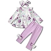 Baby Girl Clothes Toddler Girl Fall Outfits Ruffle Long Sleeve Floral Shirt Tops Winter Leggings Pants Clothing Set