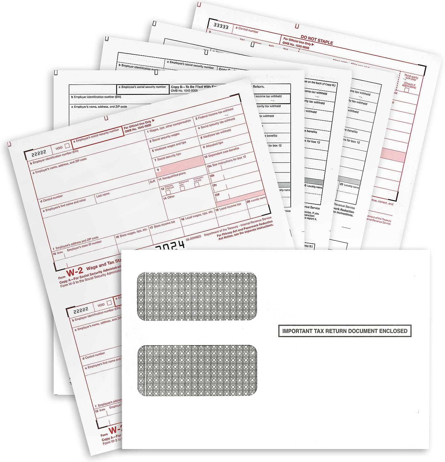 W2 Forms for 2024, 4 Part Tax Forms, Laser Ink/Jet