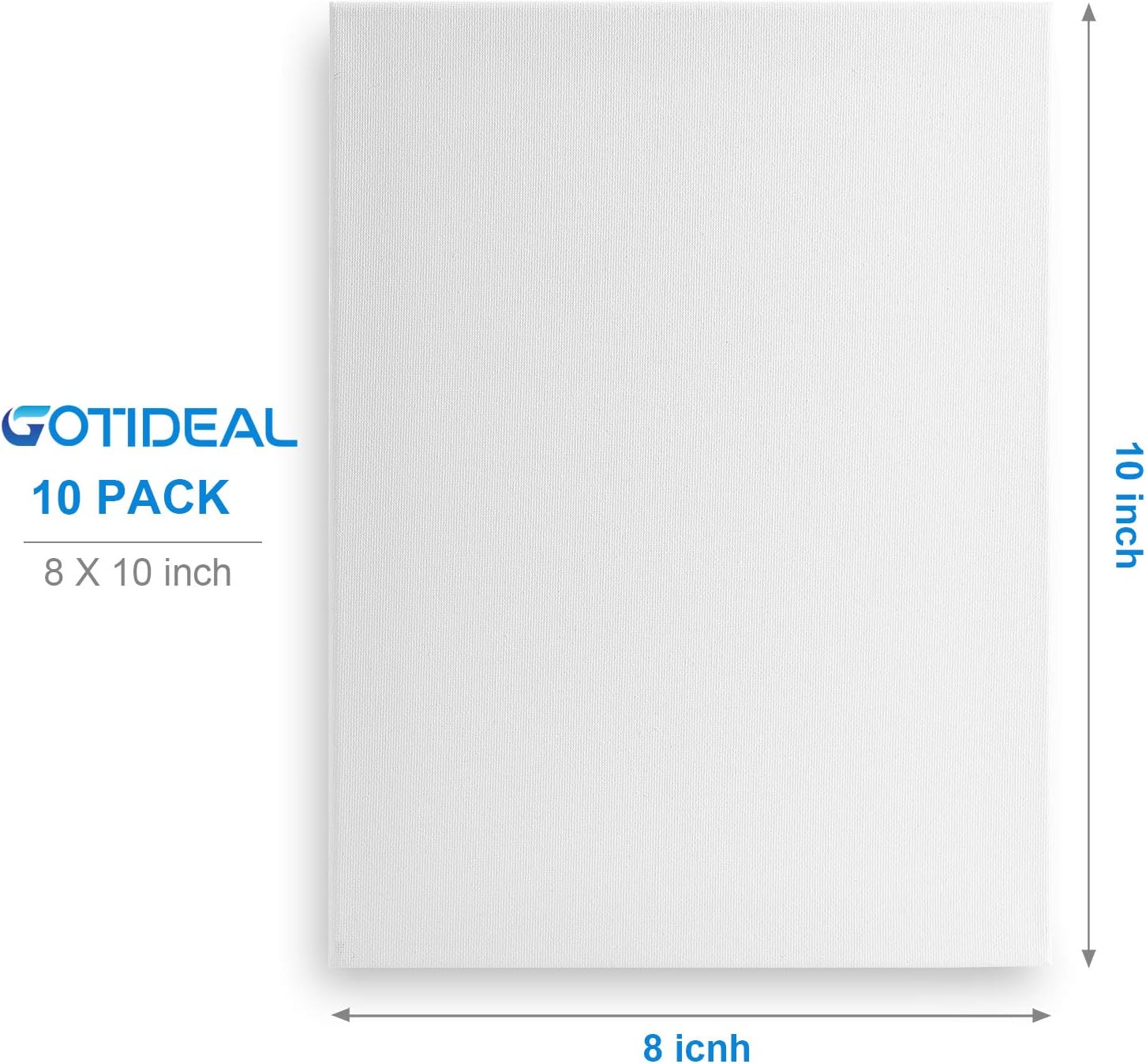 GOTIDEAL Canvas Panels 8x10" inch Set of 10, Professional Primed White Blank- 100% Cotton Artist Canvas Boards for Painting, Acrylic Paint, Oil Paint Dry & Wet Art Media