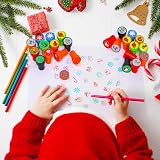 KAHEIGN 54Pcs Christmas Self-Inking Stamps 27 Styles Santa Snowflake Xmas Kids view 5