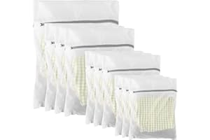 10 Pack Mesh Laundry Bags for Delicates with Non Rust Zipper- MDSXO White Laundry Bags Mesh Wash Bags, Easy Fit Bra, Sock,Lingerie,Sneaker,Baby Laundry for Washing Machine Travel Storage[1XL/3L/3M/3S]