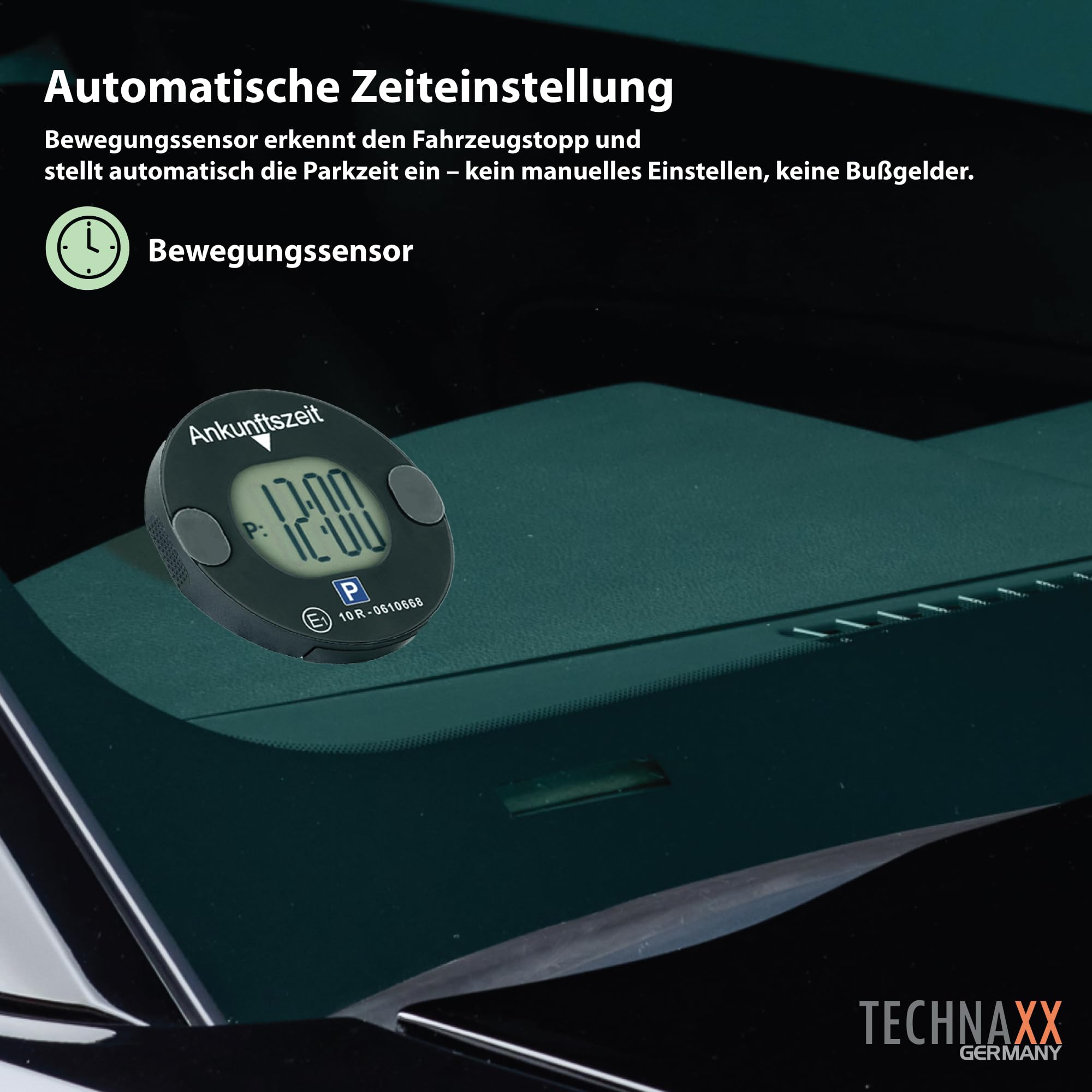 Technaxx Elektronische Parkscheibe mit Bewegungssensor – Automatische Digitale Parkuhr mit Magnetbefestigung, KBA-zugelassen, Lange Batterielaufzeit & automatische Sommer-/Winterzeit – TX-353 2