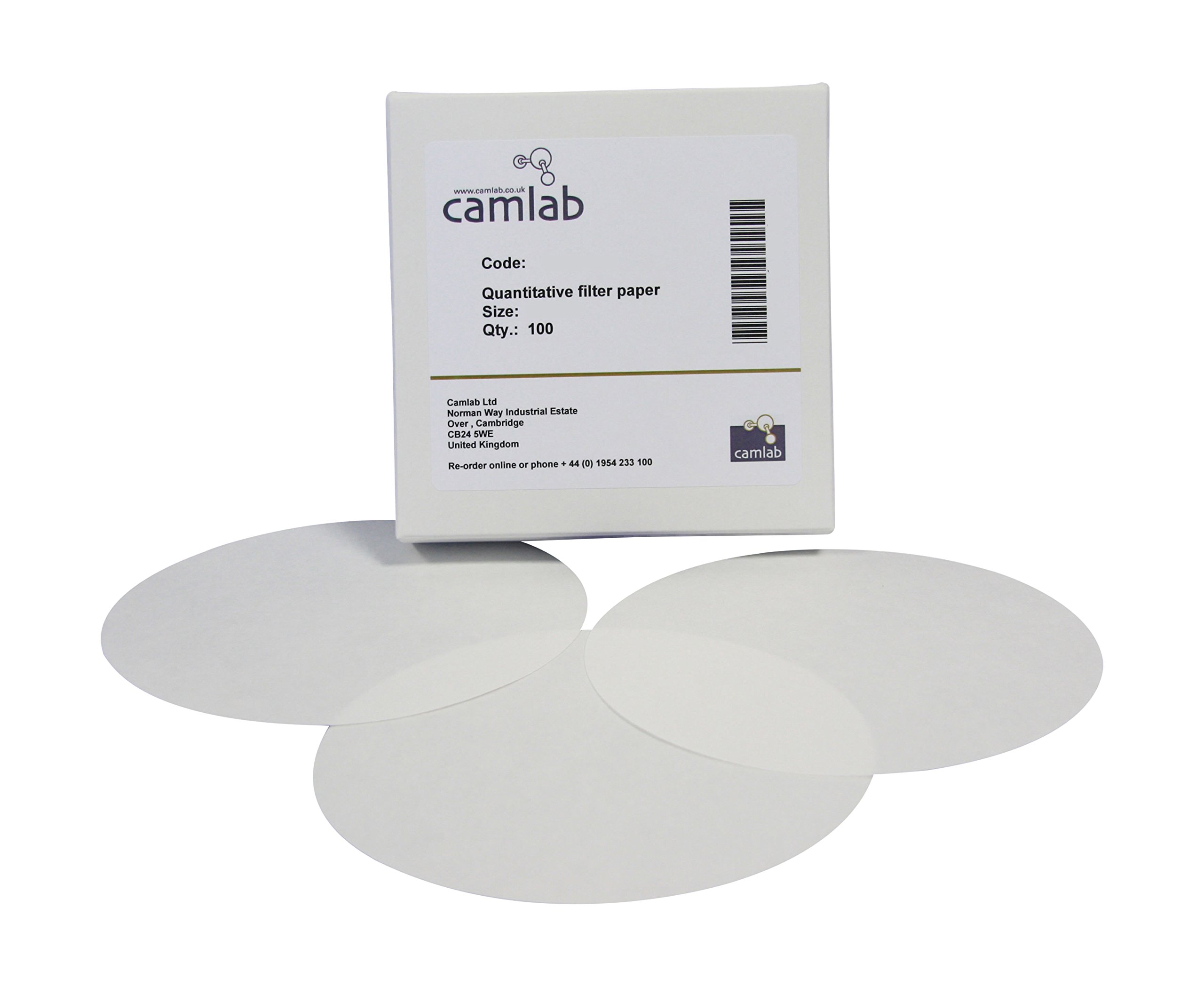 Camlab 1171140 Grade 11 [41] Quantitative Filter Paper, Fast Filtering, Ashless, 42.5 mm Diameter (Pack of 100)
