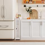 Dripex 4 Tier Narrow Floor Cabinet White PVC Slim 18W x 20D x 80H cm view 6