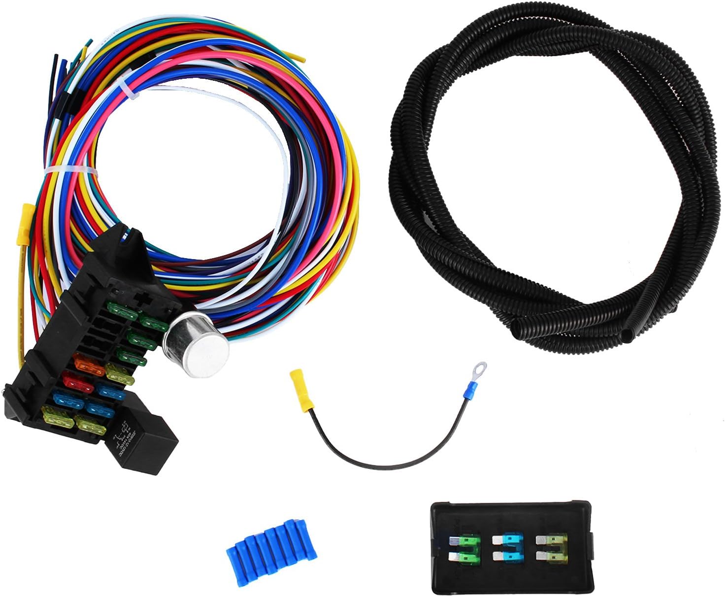 Mophorn 12 Circuit Wiring Harness 12 Fuses Universal Street Rod Harness Muscle Car Hot Rod Street Rod