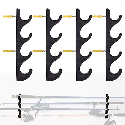 YYST Horizontal Fishing Rod Storage Rack Holder Wall Mount to Hold 8 Fishing Rods W Screws - No Fishing Rod