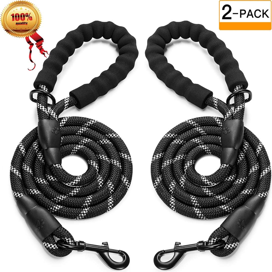 JBYAMUK 5 FT Strong Dog Leash with Comfortable Padded Handle and Highly Reflective Threads for Medium and Large Dogs (5-FT